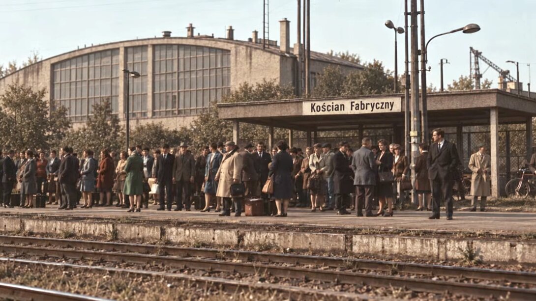 Starania o utworzenie stacji Kościan-Fabryczny rozpoczęto w latach 60-tych. Pierwszy pociąg zatrzymał się tu w 1972 roku.