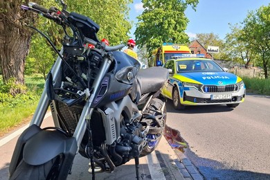 Motocyklista przewrócił się, próbując ominąć zwierzę